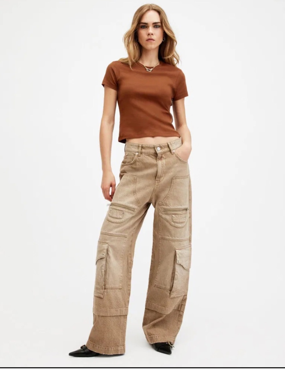 All Saints STEVIE SLIM FIT SHORT SLEEVE T-SHIRT brown